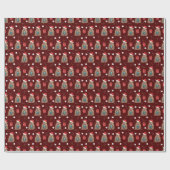 Papier Cadeau Maroon Père Noël Armadillo avec Motif Cadeaux (Plat)