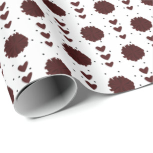 Papier Cadeau Maroon Pom-pom girl Pom Poms & Coeurs Motif