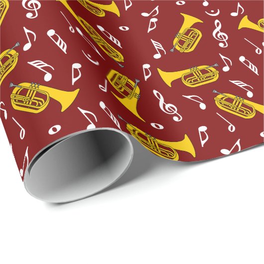 Papier Cadeau Marquage Baritone Notes musicales Clés Treble (Coin rond)