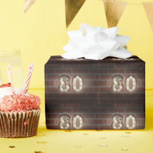 Papier Cadeau Marque de l'éclairage 80e anniversaire sur brique