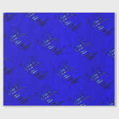 Papier Cadeau Marque Nom Logos Sur Bleu, (Plat)