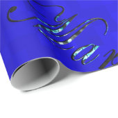 Papier Cadeau Marque Nom Logos Sur Bleu, (Coin rond)