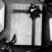 Papier Cadeau Marque rustique | Argent Faux Grain en bois sur bl