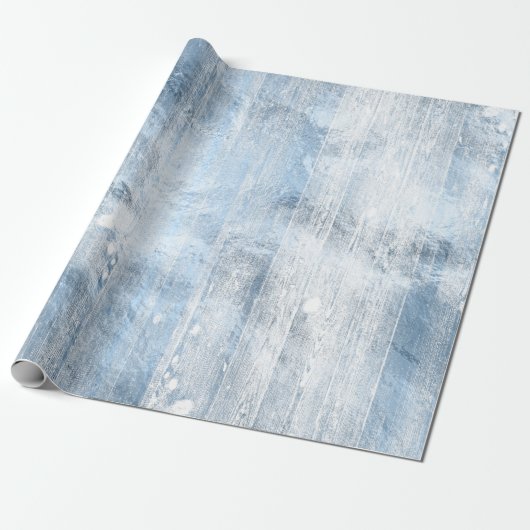 Papier Cadeau Marque rustique | Planche en bois d'argent bleu fo (Déroulé)