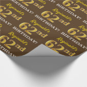 Papier Cadeau Marron, aspect or imitation "62e ANNIVERSAIRE" (Coin)