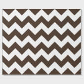 Papier Cadeau Marron Chocolat et Chevron Blanc (Plat)