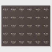 Papier Cadeau Marron chocolat noir pour jeunes mariés initiale (Plat)
