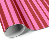 Papier Cadeau Marron Rouge Rose Design à rayures (Coin rond)