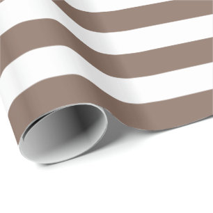 Papier Cadeau Marron Taupe et Rayure Blanche
