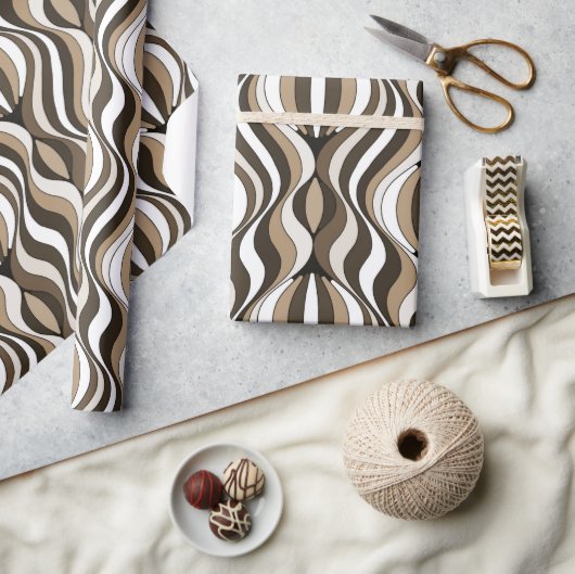 Papier Cadeau Marron Vague Rétro (Artisanat)