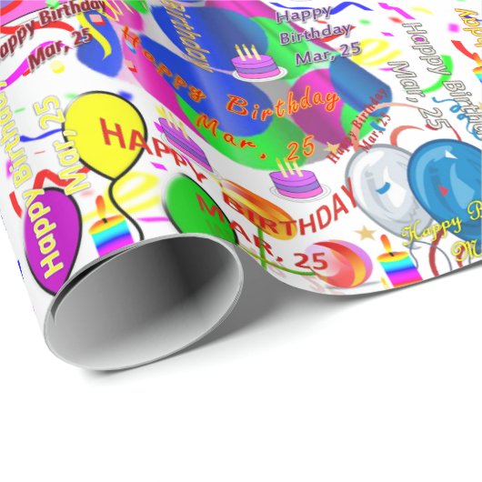 Papier Cadeau Mars, 25 Anniversaire Cadeau Papier (Coin rond)