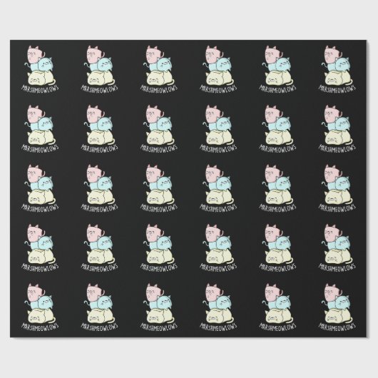 Papier Cadeau Marsh-meow-low Funny Chat Marshmallow Pun Dark BG (Plat)