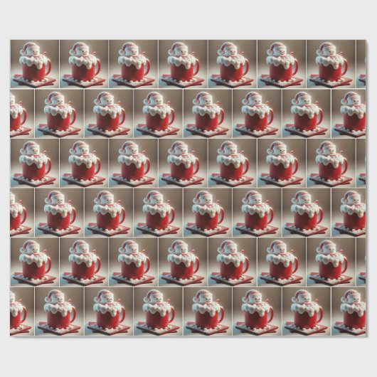 Papier Cadeau Marshmallow Snowman Dans Chocolat Chaud (Plat)