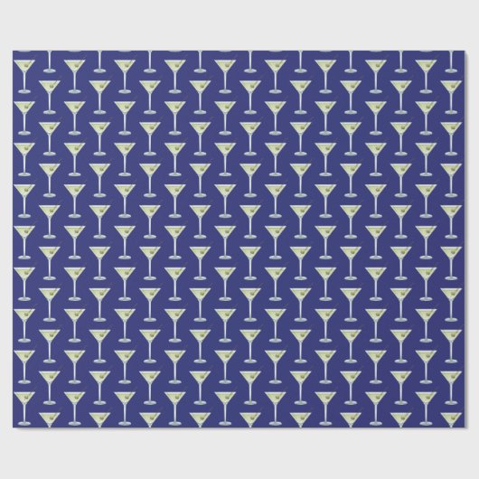Papier Cadeau Martini Drinks On Blue Background (Plat)