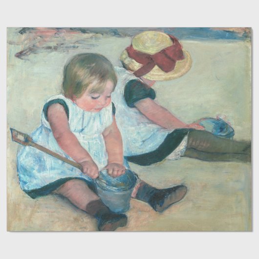 Papier Cadeau Mary Cassatt - Enfants jouant sur la plage (Plat)