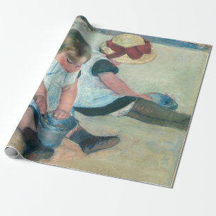 Papier Cadeau Mary Cassatt - Enfants jouant sur la plage