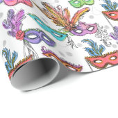 Papier Cadeau Mascarade Mardi Gras Mascarade Mascarade Mascarade (Coin rond)