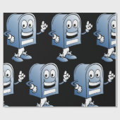 Papier Cadeau Mascotte de boîte aux lettres joyeux bleu caractèr (Plat)