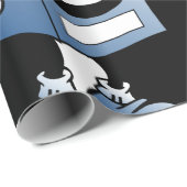 Papier Cadeau Mascotte de boîte aux lettres joyeux bleu caractèr (Coin rond)