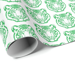 Papier Cadeau Mascotte Motif Tigre Vert Diplôme Scolaire