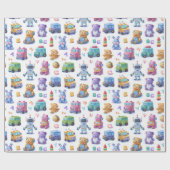 Papier Cadeau Mascottes de codage fantaisistes Robots mignons en (Plat)