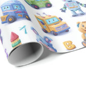 Papier Cadeau Mascottes de codage fantaisistes Robots mignons en (Coin rond)