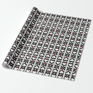 Papier Cadeau Masculine Art populaire tribal letton noir et blan