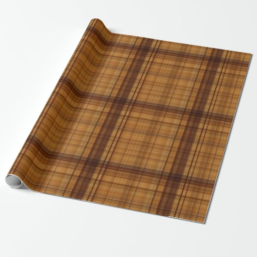 Papier Cadeau Masculine Browns Plaid Motif (Déroulé)