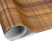 Papier Cadeau Masculine Browns Plaid Motif (Coin rond)