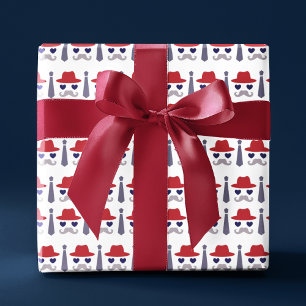 Papier Cadeau Masculine Dapper Casquette Cravate Moustache Fête 