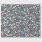 Papier Cadeau Mason Jar Marine rose vert motif floral (Plat)