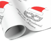 Papier Cadeau Masque de fête masquée avec le chapeau de Noël (Coin rond)