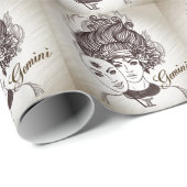 Papier Cadeau Masque de Gémeaux Dame Zodiaque (Coin rond)
