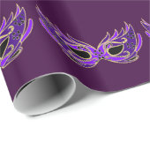 Papier Cadeau Masque de mascarade de pourpre royal (Coin rond)