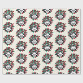 Papier Cadeau Masque de Pathogène Covid décoré de Noël de quaran (Plat)