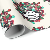 Papier Cadeau Masque de Pathogène Covid décoré de Noël de quaran (Coin rond)