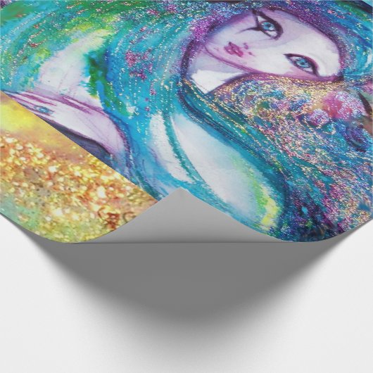 Papier Cadeau MASQUE EN BLEU / Masques vénitiens (Coin)