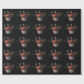 Papier Cadeau MASQUE JESTER ROUGE NOIR, Fête Mascarade (Plat)