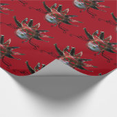 Papier Cadeau MASQUE JESTER ROUGE NOIR, Fête Mascarade, Blanc (Coin)