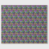 Papier Cadeau Masque Mardi Gras Avec Plumes (Plat)