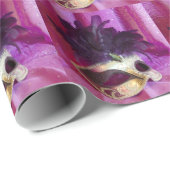 Papier Cadeau Masque pourpre de mascarade (Coin rond)