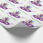Papier Cadeau Masque violet d'anniversaire Mardi Gras Enveloppem (Coin)