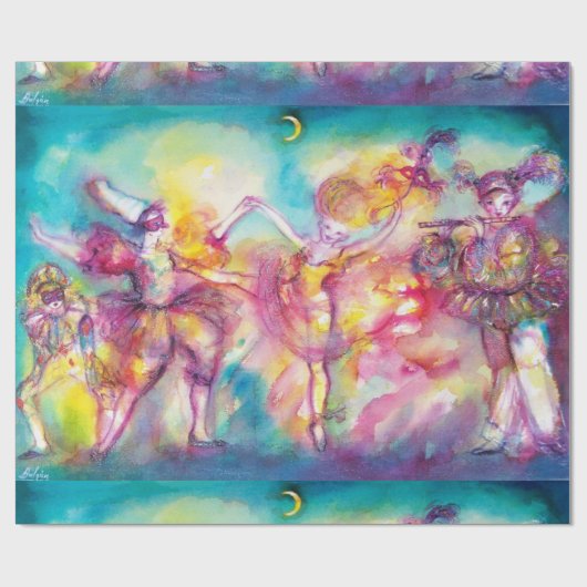 Papier Cadeau MASQUERADE, Mardi Gras Masques, Danse, Musique (Plat)