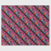 PAPIER CADEAU MASQUERADE MASQUÉRADE DE PUPPETS ITALIENS ANTIQUE, (Plat)