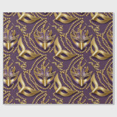 Papier Cadeau Masquerade Motif perles Masques Purple Gold ID1031 (Plat)