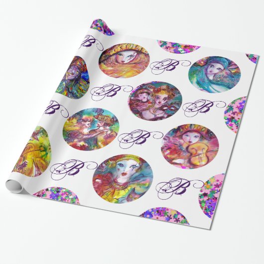 PAPIER CADEAU MASQUÉRADE VÉNÉTIENNE MARDI GRAS MASQUES MONOGRAS (Déroulé)