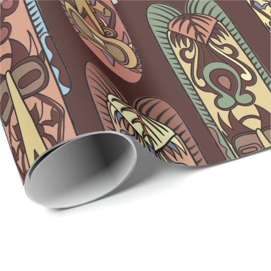 Papier Cadeau Masques africains (Coin rond)