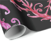 PAPIER CADEAU MASQUES DE CARNAVAL BLEUS, ROUGE, JAUNE AVEC DES É (Coin rond)