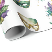 Papier Cadeau Masques de Mardi Gras (Coin rond)
