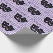 Papier Cadeau Masques de musique et de théâtre violets (Coin)